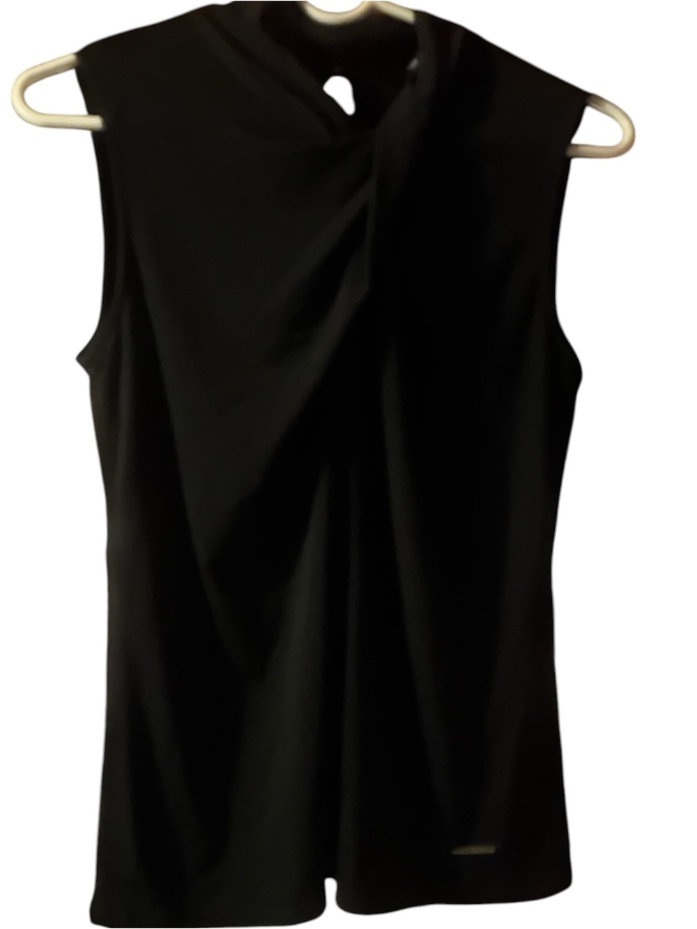 Nine West Black Sleeveless Twist Front Keyhole Blouse Size L